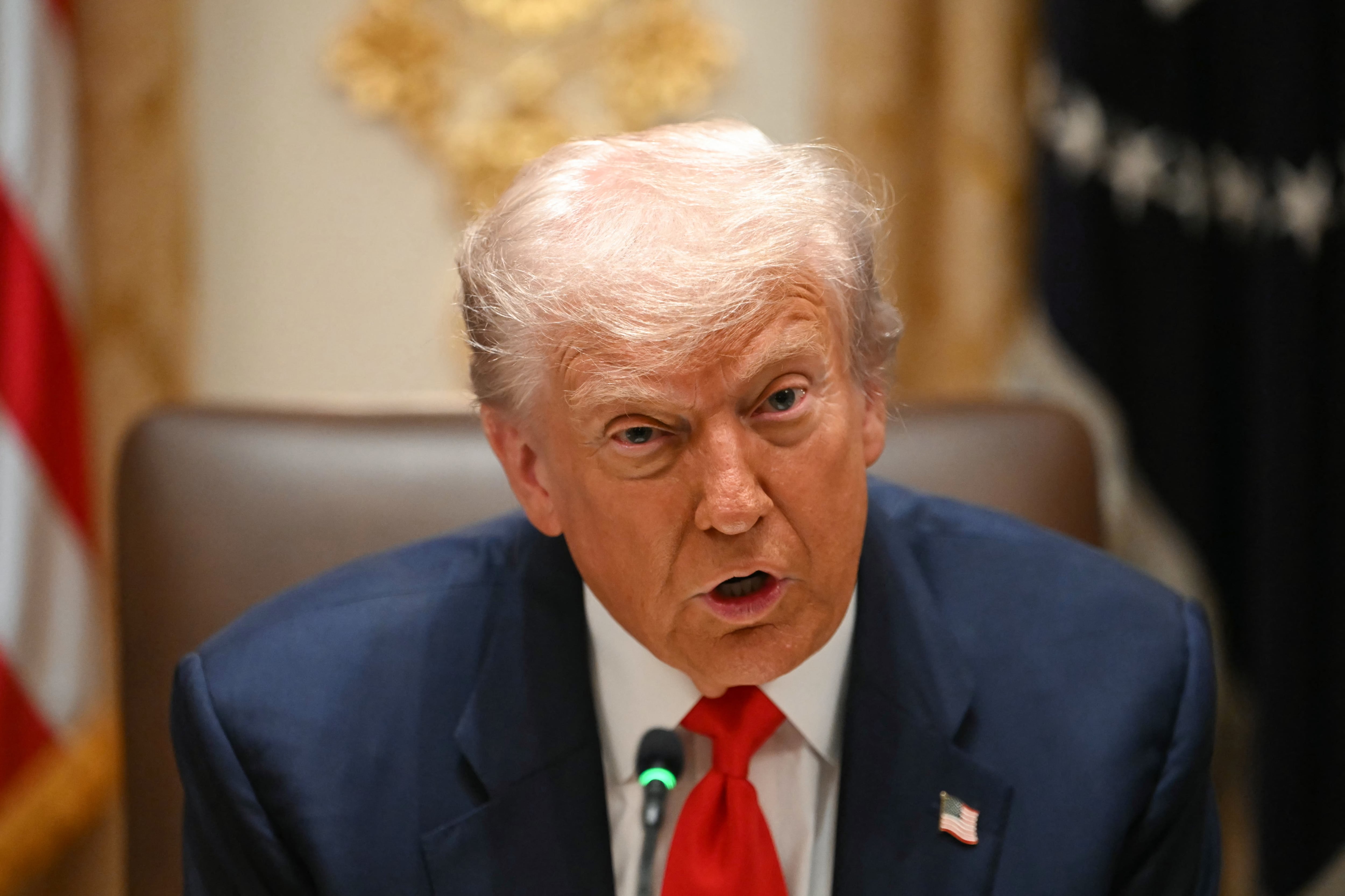 El presidente de Estados Unidos, Donald Trump, habla durante una reunión con el presidente de Argentina, Javier Milei, en la Casa Blanca el 14 de octubre de 2025. (Foto de ANDREW CABALLERO-REYNOLDS / AFP).