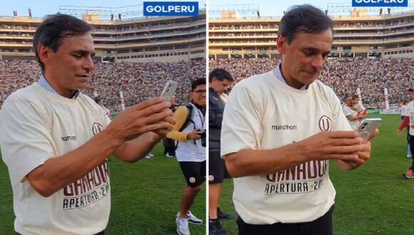 Fabián Bustos, entrenador de Universitario, se mostró muy contento por la obtención del título del Torneo Apertura 2024 | Captura de video Gol Perú