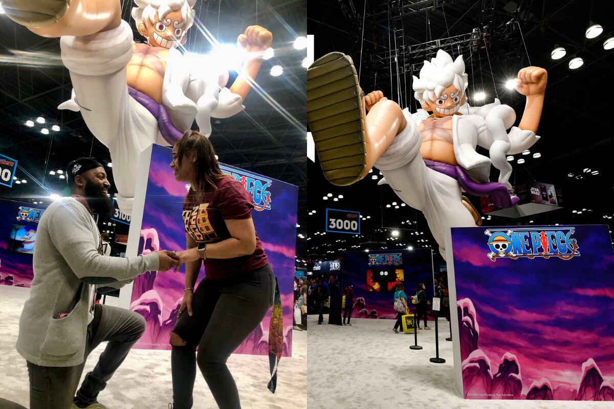 Fanático de One Piece le pidió matrimonio a su novia en el primer día de la New York Comic Con y el momento se volvió viral. (Foto: X/Toei Animation y New York Comic Con).