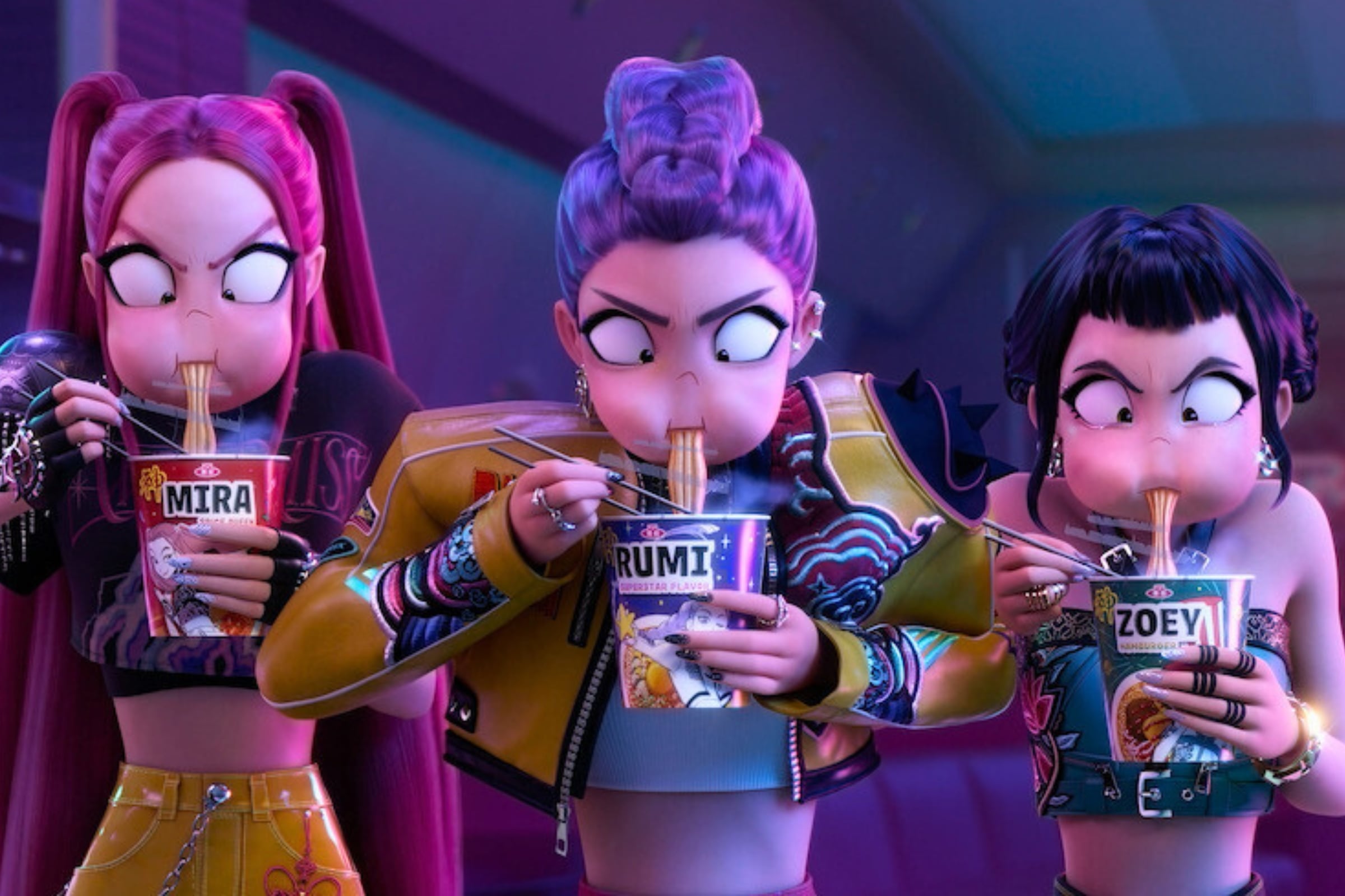 Mira, Rumi y Zoey, las protagonistas de la película "Las guerreras K-pop" (Foto: Netflix)