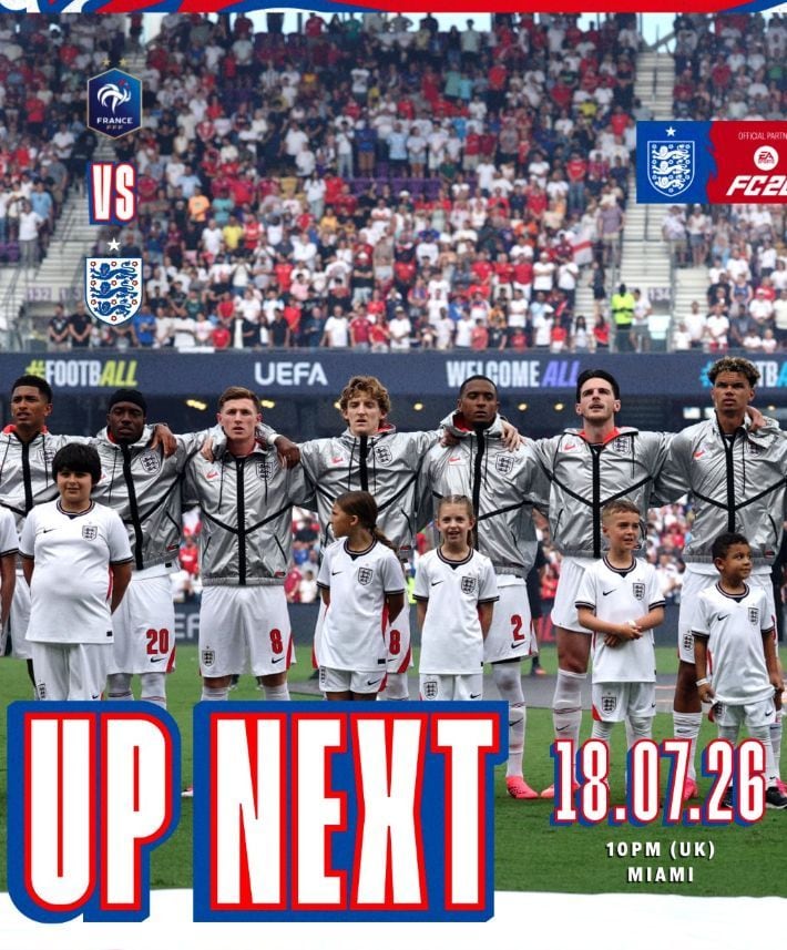 Así anuncia la selección inglesa el choque de hoy contra Francia por el tercer puesto del Mundial 2026