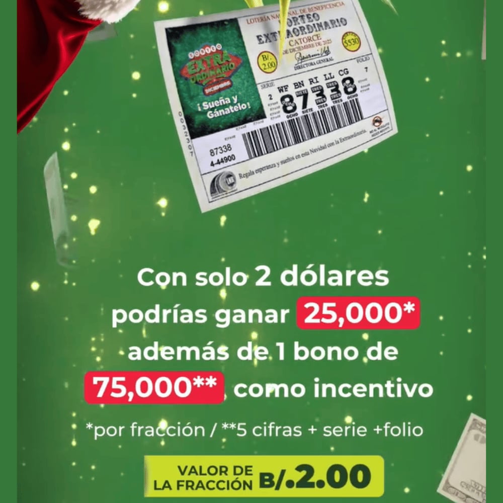 Recuerda que el domingo 14 de diciembre jugará el Sorteo Extraordinario.