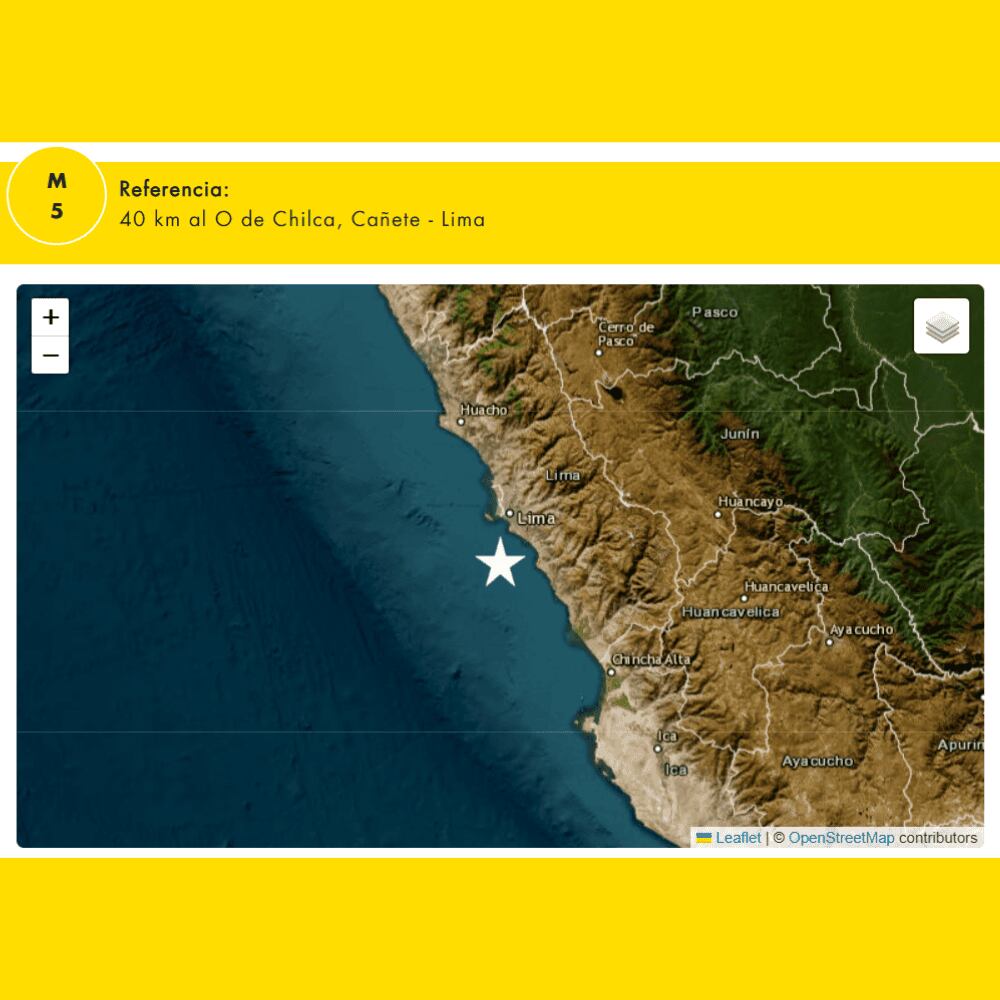 Marcando las 10:18 horas de la mañana del lunes 3 de marzo, un fuerte movimiento sísmico de 5 grados en la escala de magnitud, fue reportado en la provincia de Cañete.
