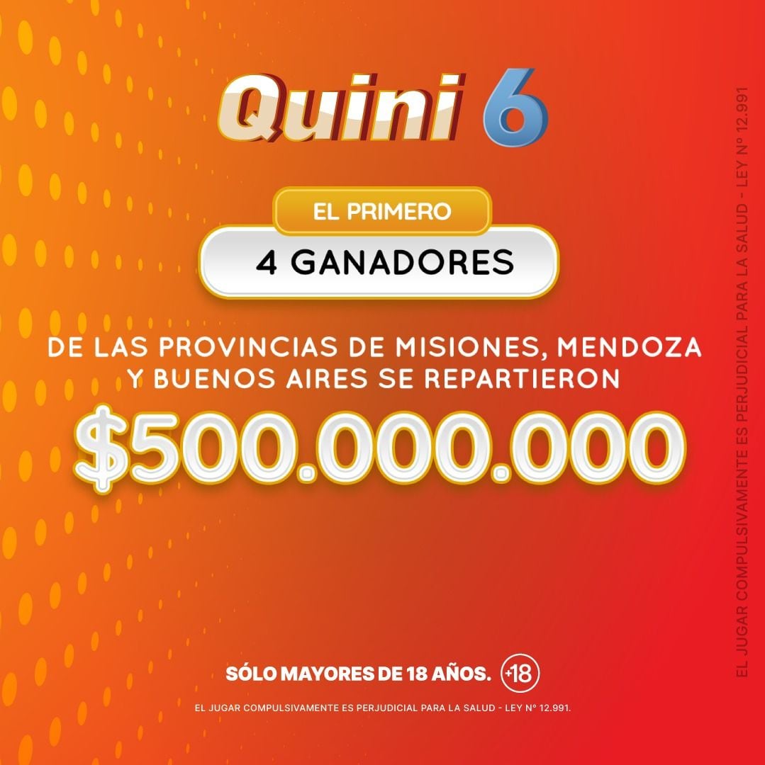 En el último sorteo del Quini 6, hubo cuatro afortunados ganadores de La Primera .