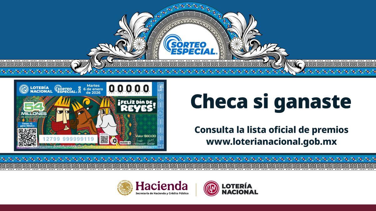 Revisa la lista de premios del Sorteo Especial 308