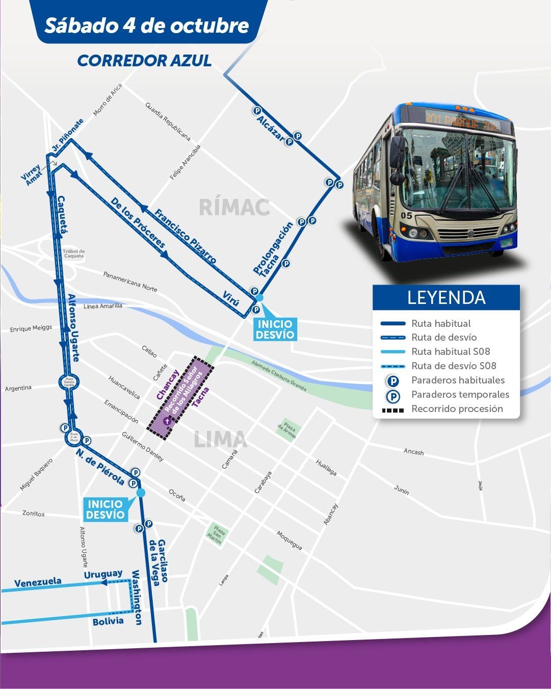 RUTA DEL CORREDOR AZUL DURANTE LA PRIMERA PROCESIÓN