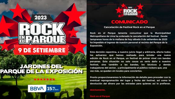 Productora informa que “Rock en el parque” fue cancelado por la Municipalidad de Lima | Foto:  @rockenelparqueoficial