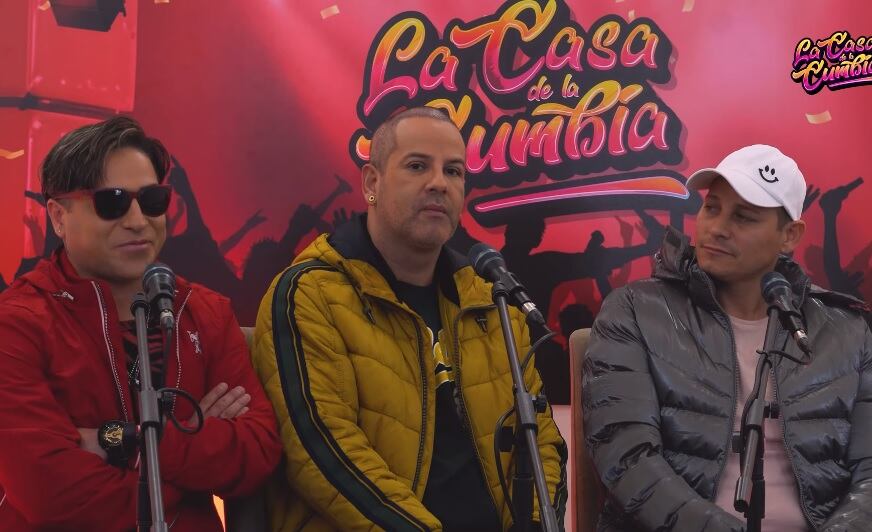 Luis Sánchez, Ricky Trevitazzo y Luigui Carbajal, exintegrantes de Skándalo | (Captura: Youtube La Casa de la Cumbia)
