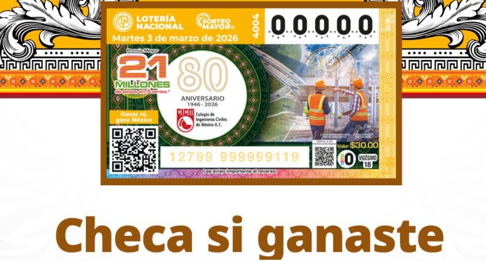 Revisa la lista completa de premios del Sorteo Mayor No. 4004