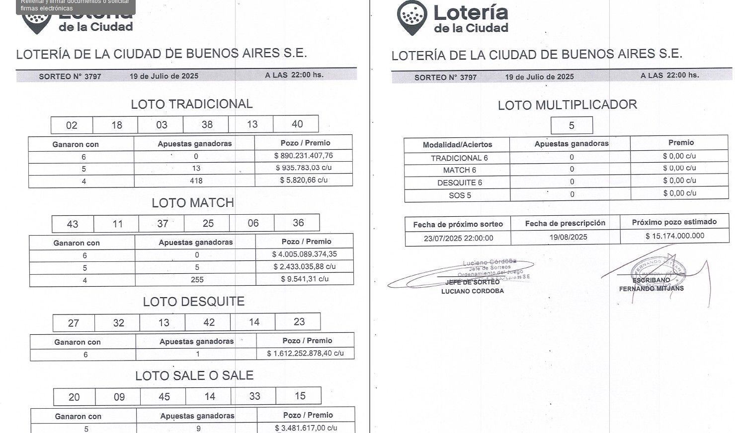 Resultados del Loto Plus: controlar cartón del sábado 19 de julio de 2025. | Foto: Loto Plus