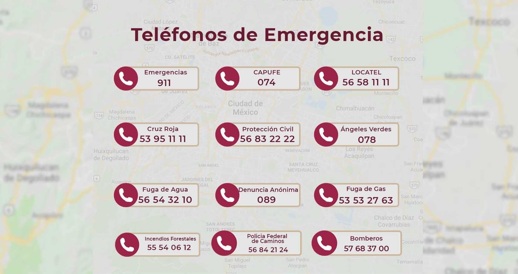 Ten presente los números de emergencia.