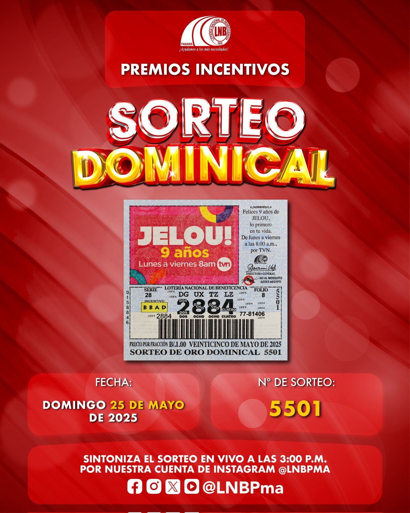 Conoce el billete para el sorteo de hoy, domingo 25 de mayo.