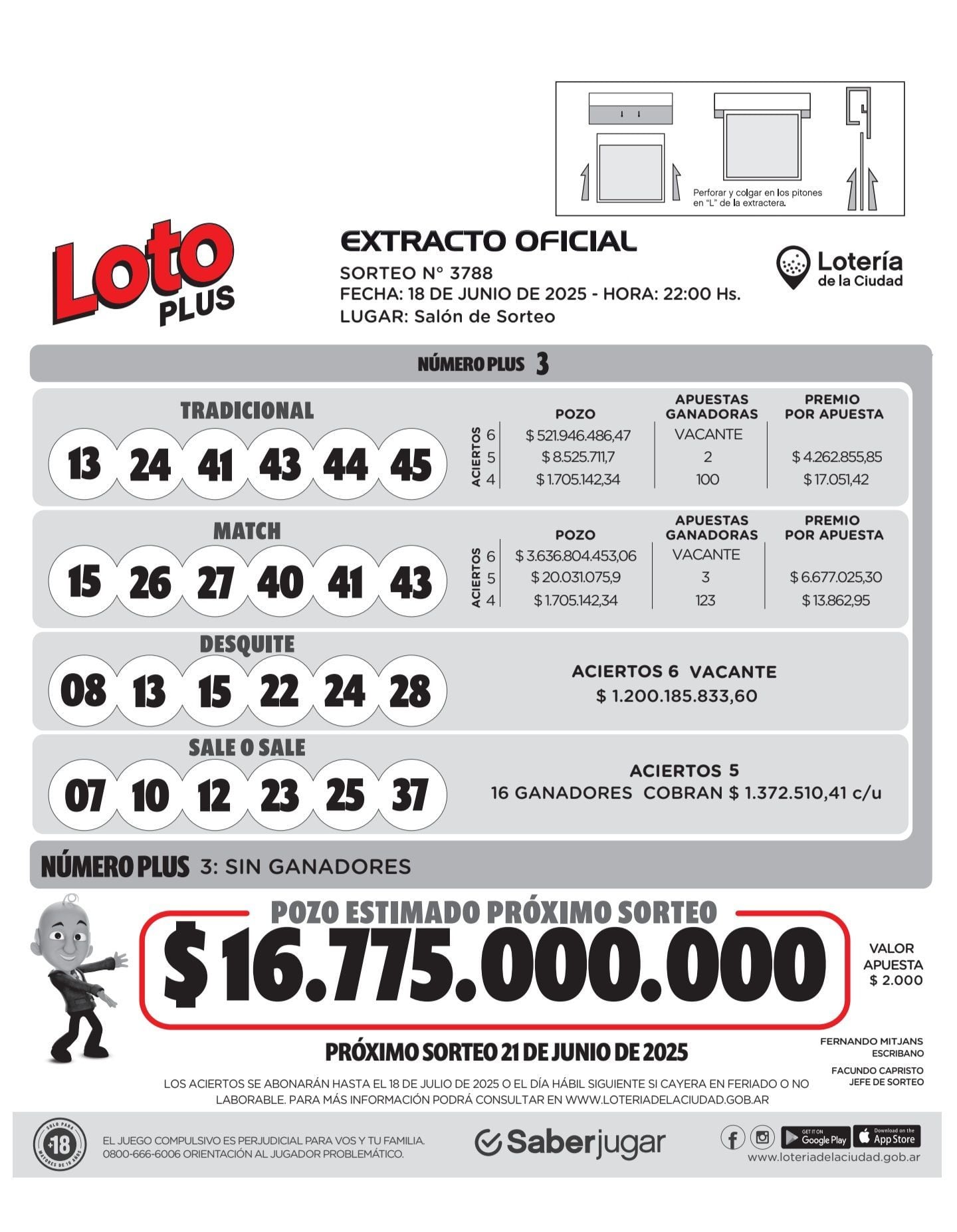 Revisa el extracto oficial del miércoles 18 de junio.