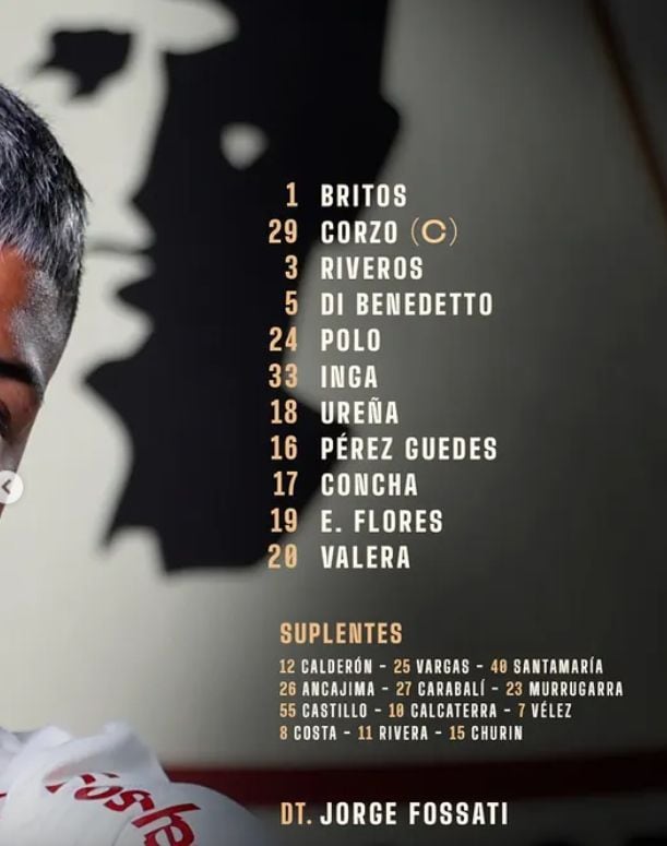 Esta es la alineación confirmada de Universitario de Deportes