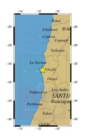 Referencia geográfica del sismo a 7 km al E de Parque Fray Jorge.