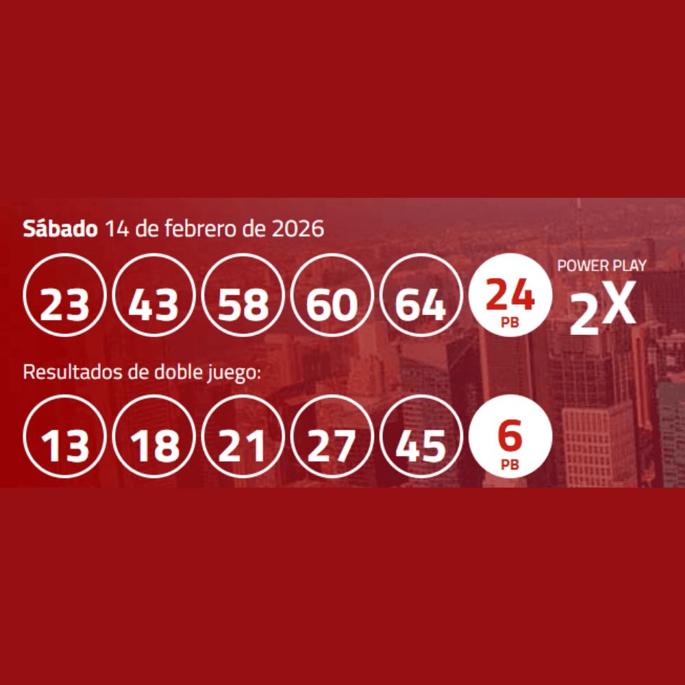 Revisa los números ganadores de Powerball, jugado el sábado 14 de febrero.