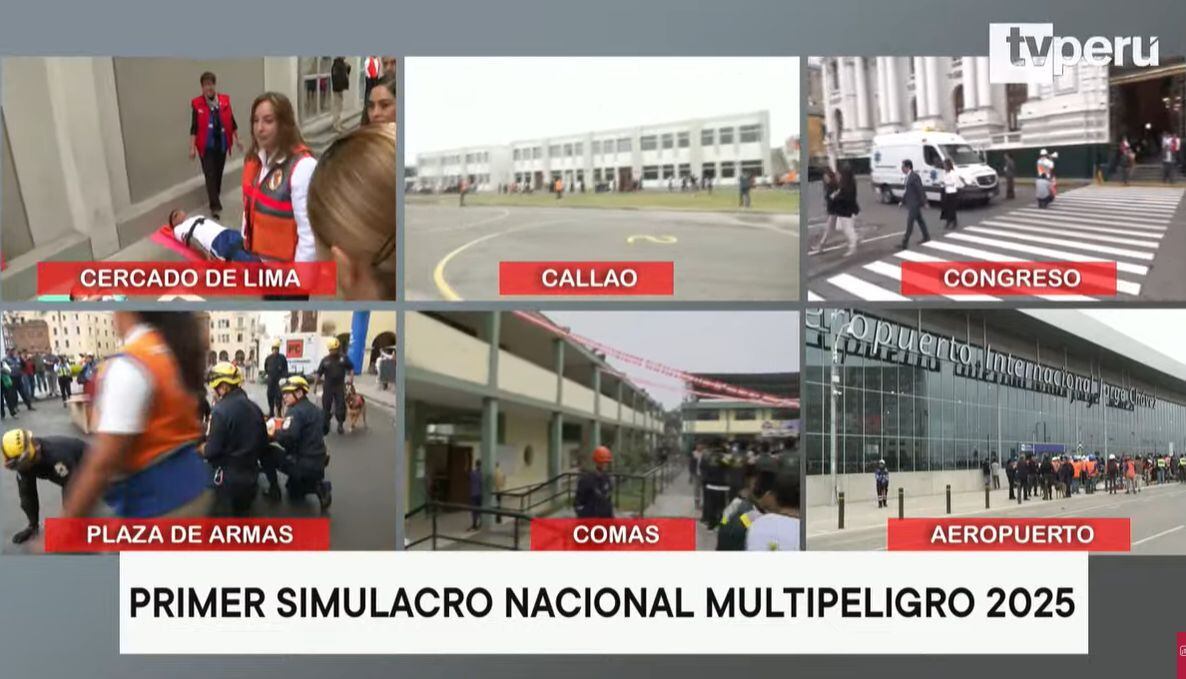 Así es la cobertura que realiza TV Perú, el canal del Estado, del simulacro multipeligro 2025 | Captura de video