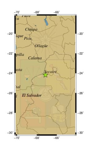Referencia geográfica del sismo a 83 km al O de San Antonio de los Cobres.