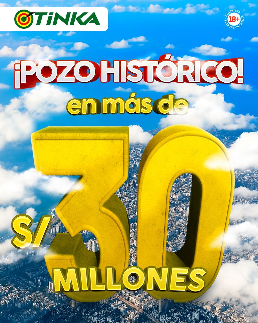 El Pozo de La Tinka tiene un pozo histórico con más de 30 millones y esta noche de domingo ¡Tú puedes ser el próximo millonario del Perú!