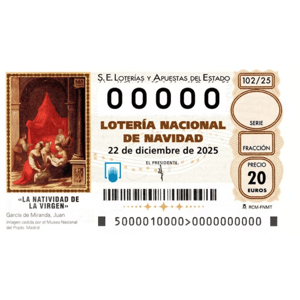 Este es el billete del Sorteo Extraordinario de Navidad la Lotería Nacional que jugará esta mañana de lunes.