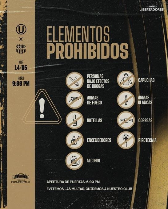 Recuerda no llevar estos elementos prohibidos.