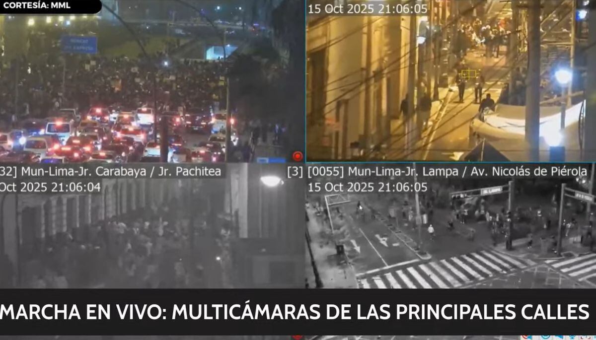 Cámaras de seguridad de la Municipalidad de Lima monitorean los acontecimientos que se registran en el Cercado de Lima | Captura de video El Comercio / YouTube