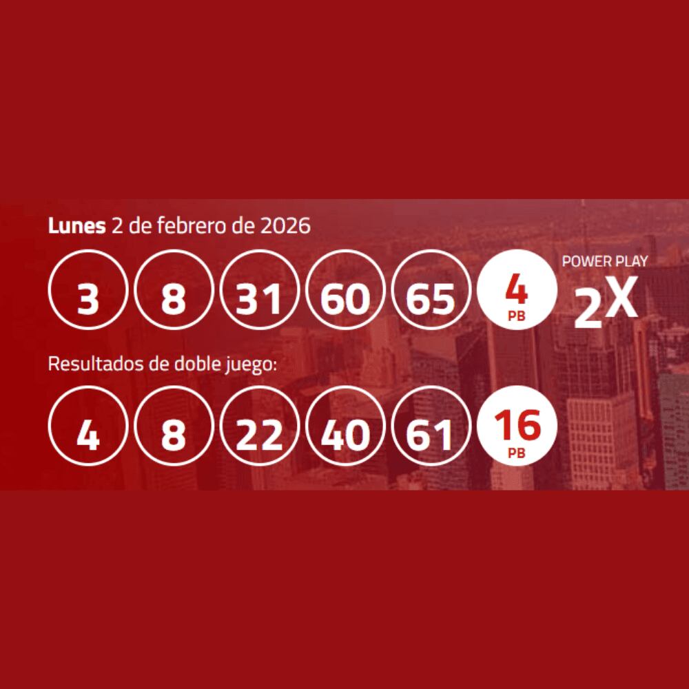 Revisa los números ganadores de Powerball, jugado el lunes 2 de febrero.