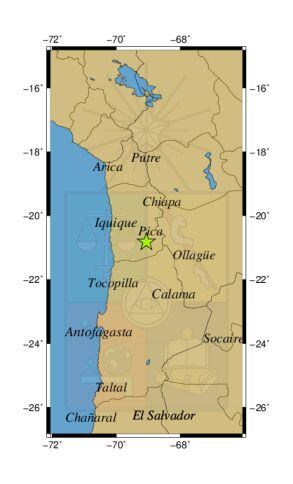 Referencia geográfica del sismo a 41 km al O de Mina Collahuasi.