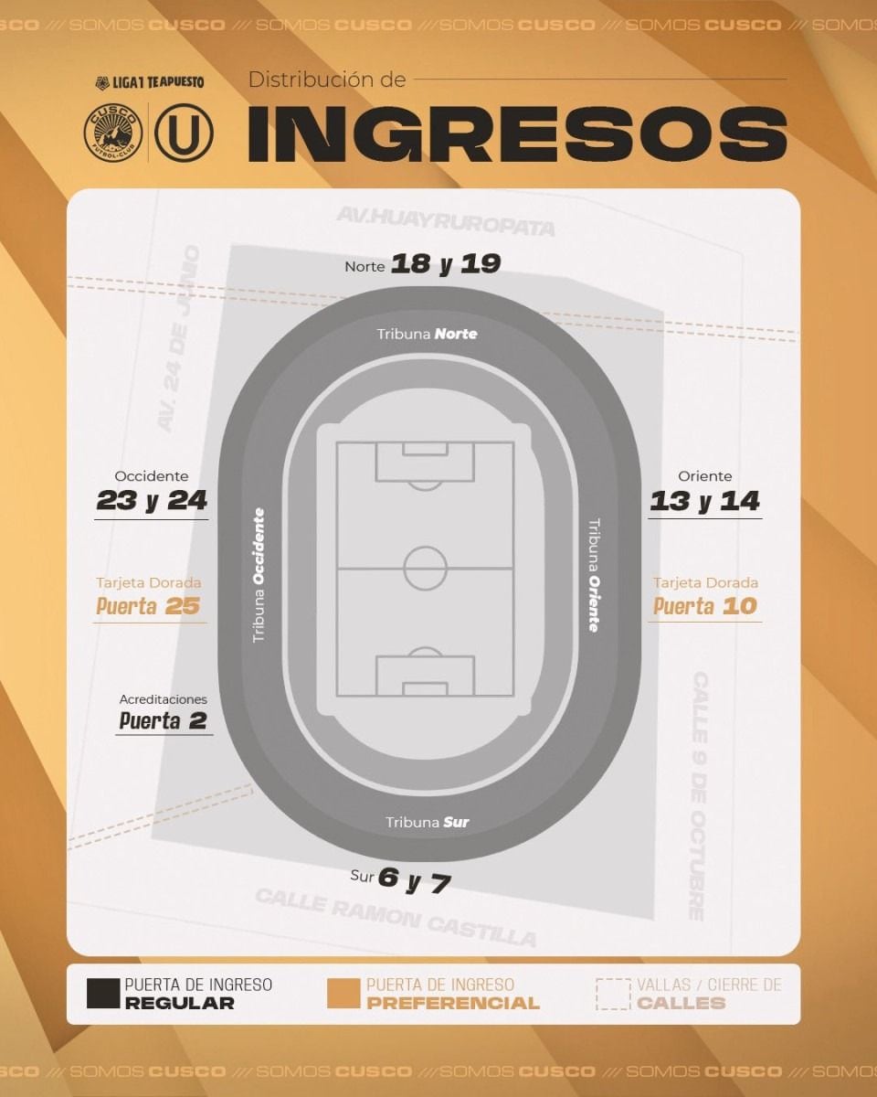 Mediante sus redes sociales, Cusco FC dio a conocer los ingresos para el encuentro ante Universitario.