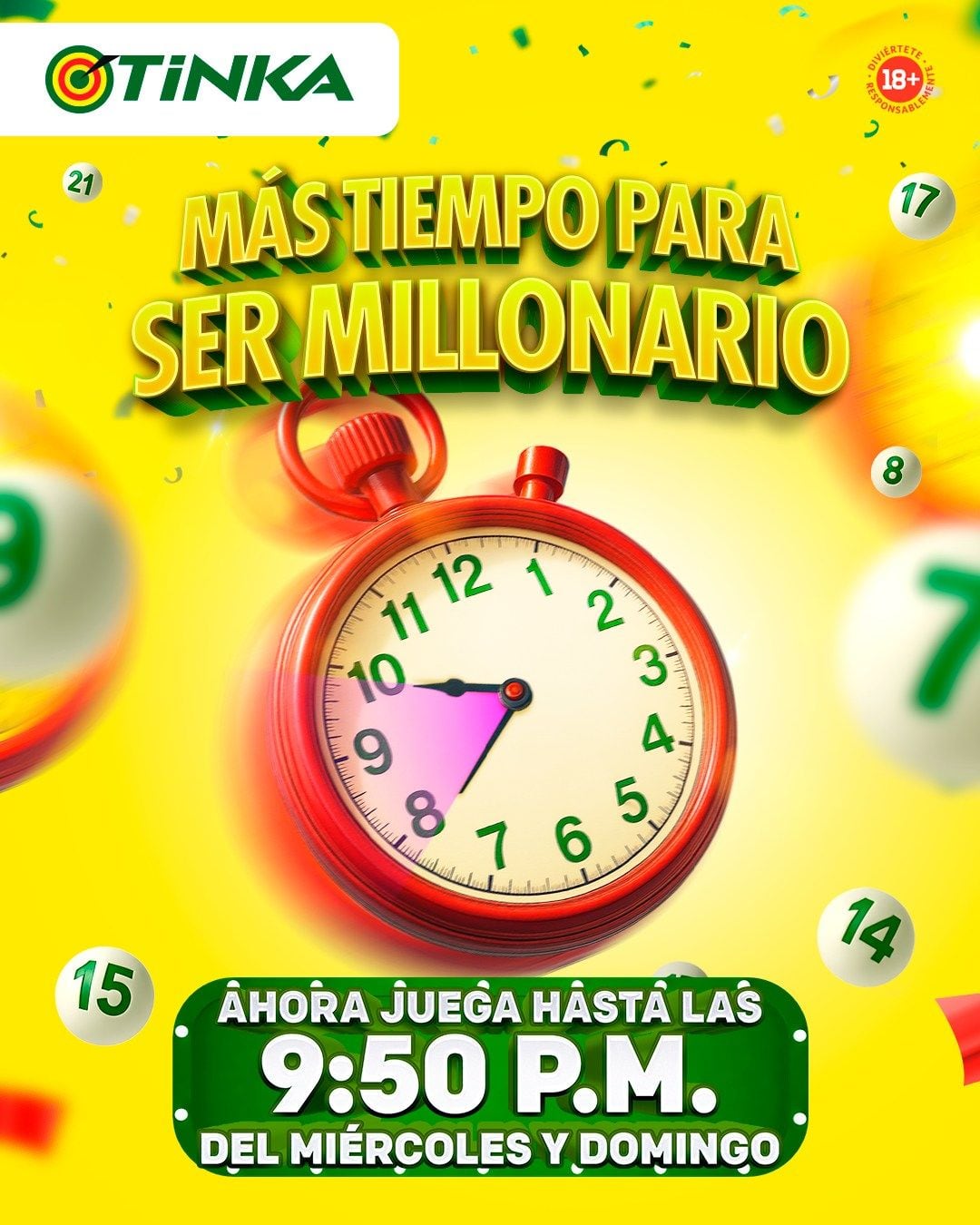 La Tinka extiende el horario para retar a tu suerte . Ahora tendrás hasta las 21:50 horas comprar tu jugada ganadora.