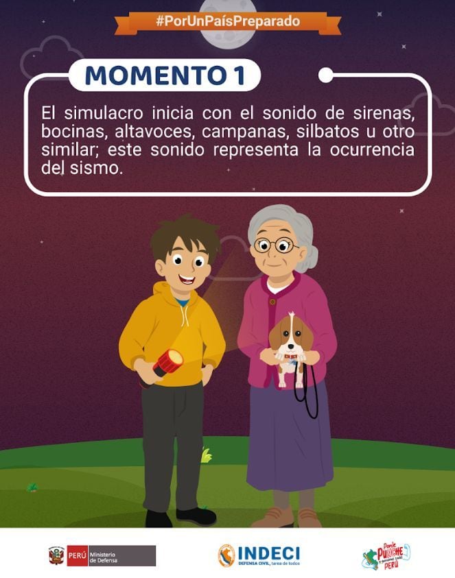 Los momentos del simulacro de hoy