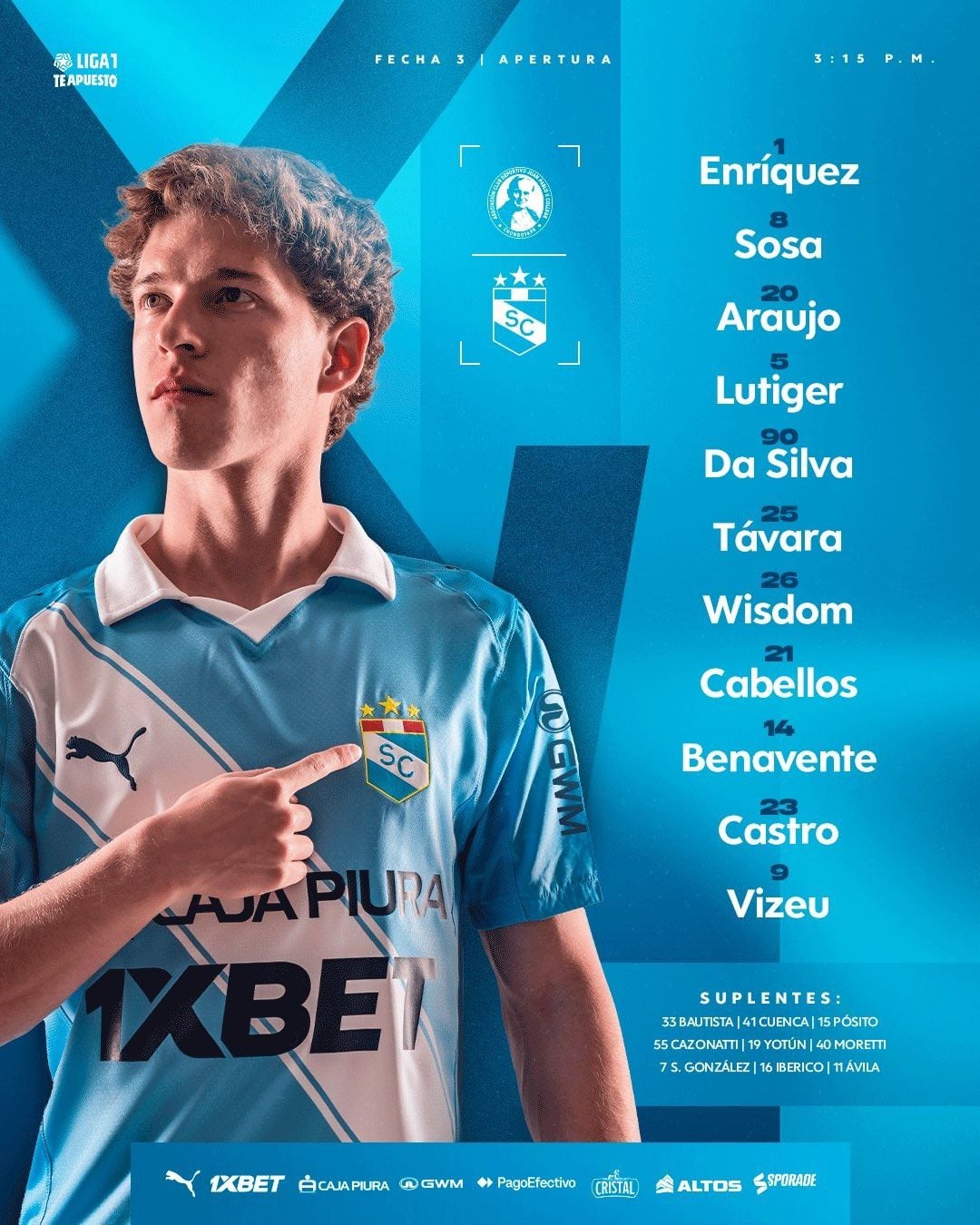 Once titular de Sporting Cristal.