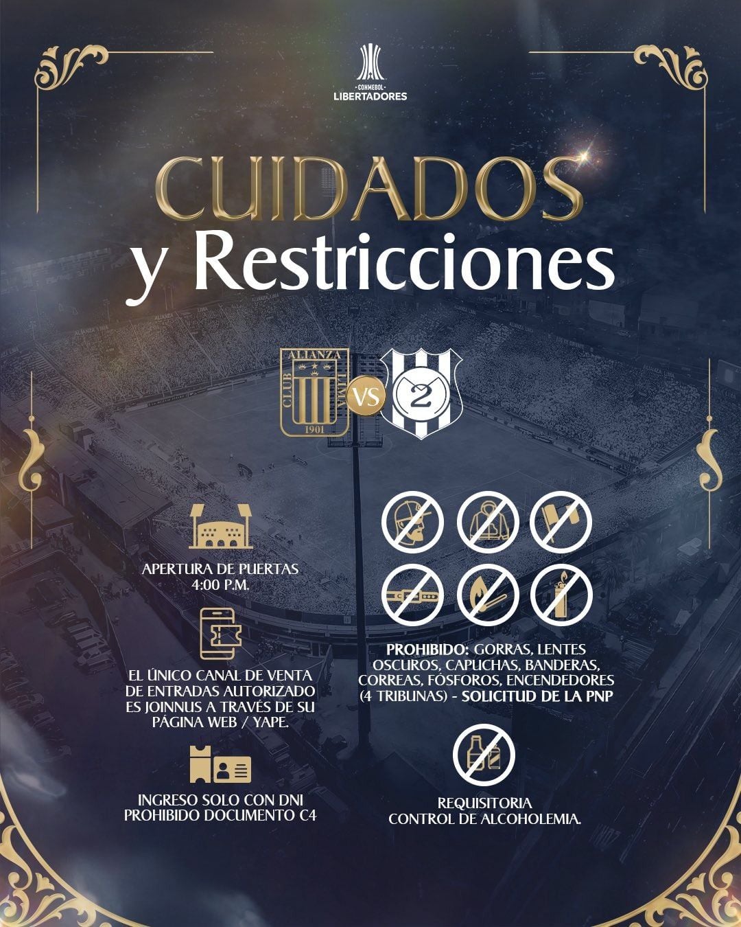 Recuerda seguir las recomendaciones antes de ingresar al estadio.