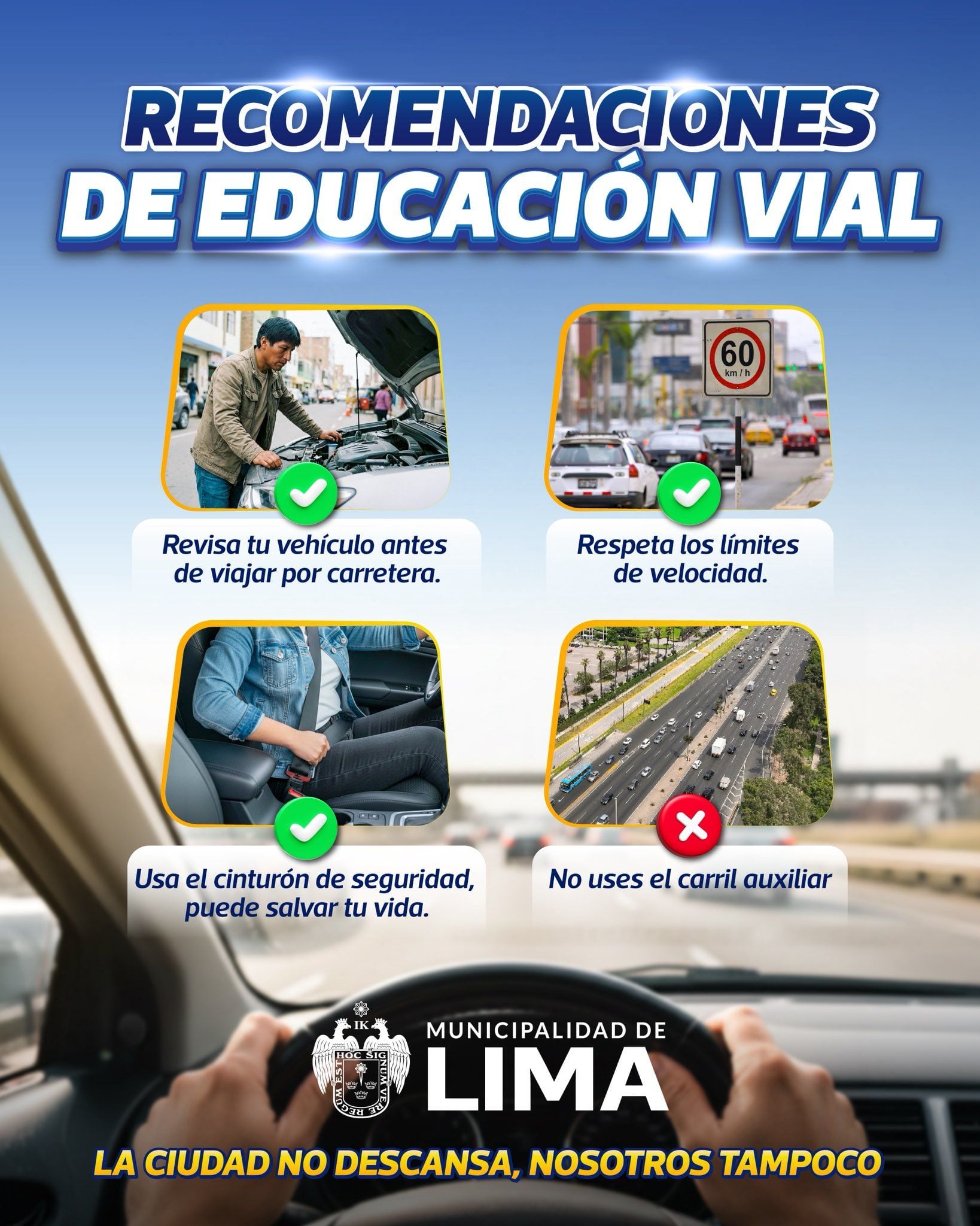 La Municipalidad de Lima da las siguiente recomiendas para un viaje seguro en estas fiestas de fin de ano.