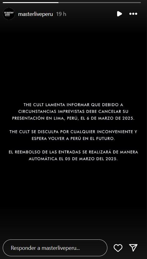 Comunicado difundido en Instagram. (Foto: Captura)