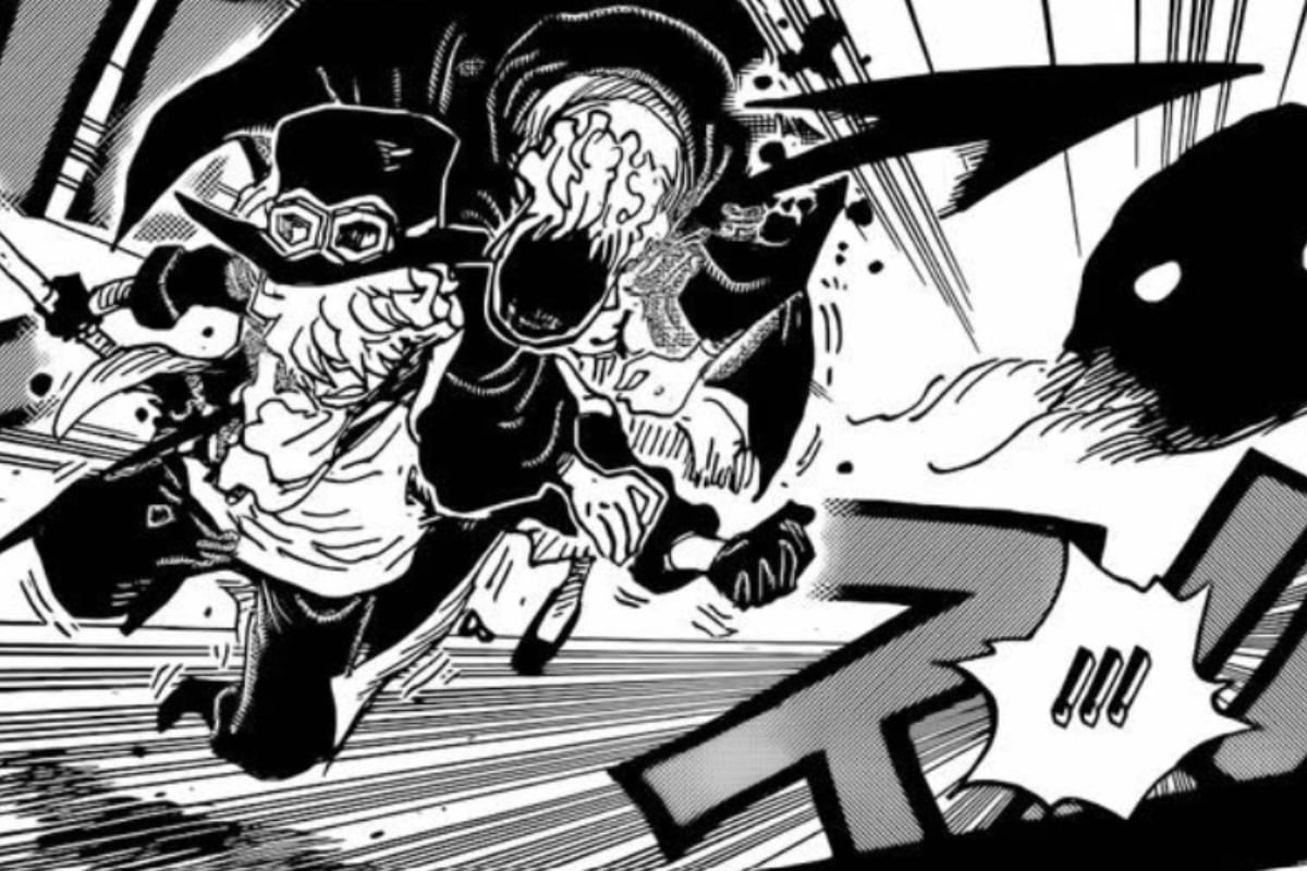 Sabo es protegido por el rey Cobra cuando Im los atacó con lo que parece ser una habilidad en forma de flecha (Foto: Shueisha)
