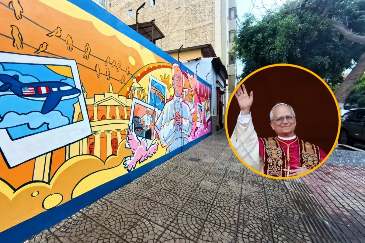 El impresionante mural del Papa León XIV que ya llama la atención en Chiclayo. (Foto: Facebook)