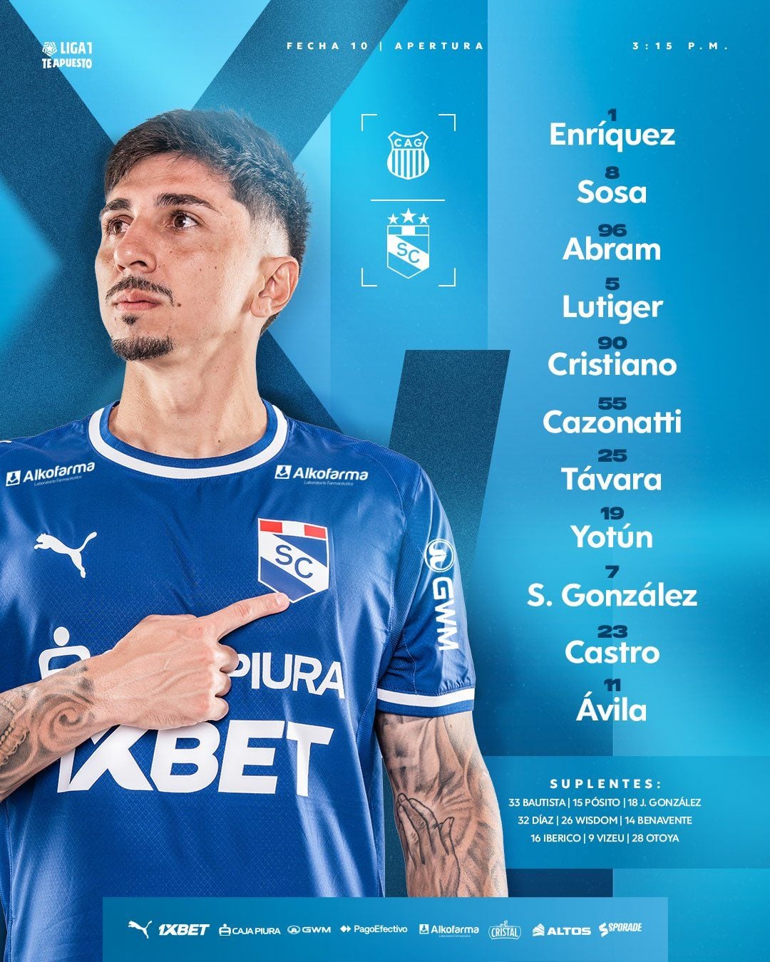 Once titular de Sporting Cristal.