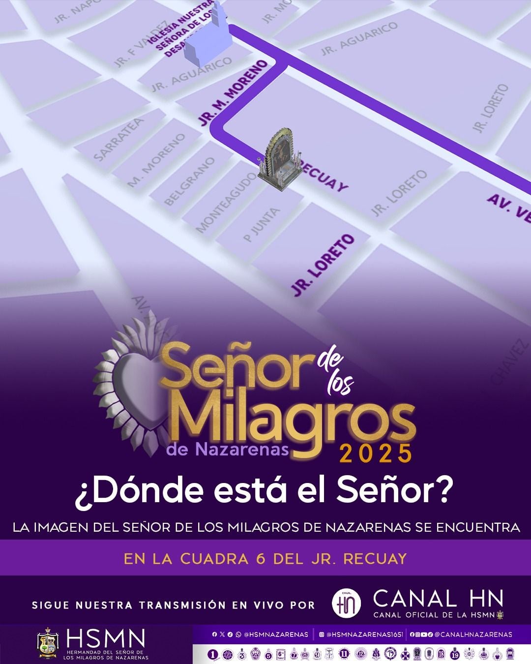 La imagen del Cristo Moreno, se encuentra en la cuadra 6 del jirón Recuay .