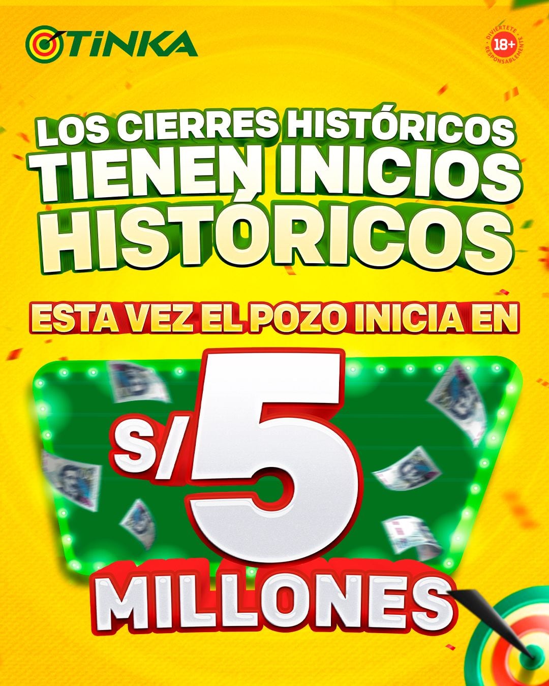 El pozo de La Tinka tiene un premio con más de 5 millones y esta noche de domingo ¡Tú puedes ser el próximo millonario del Perú!