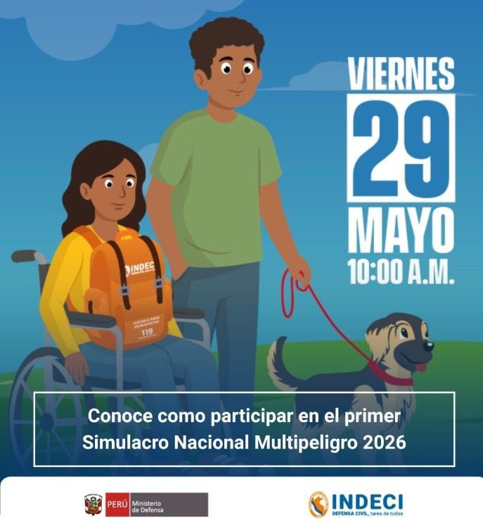 Este viernes 29 de mayo se realizará el primer Simulacro Nacional Multipeligro 2026.