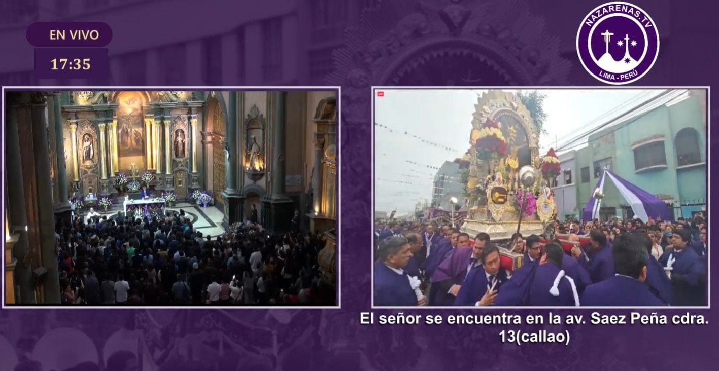 Los fieles siguen acompañando el recorrido del Señor de los Milagros en el Callao.