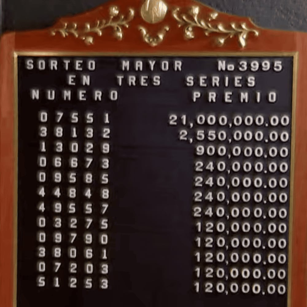Revisa el tablero de premios del último Sorteo Mayor de La Lotería Nacional.