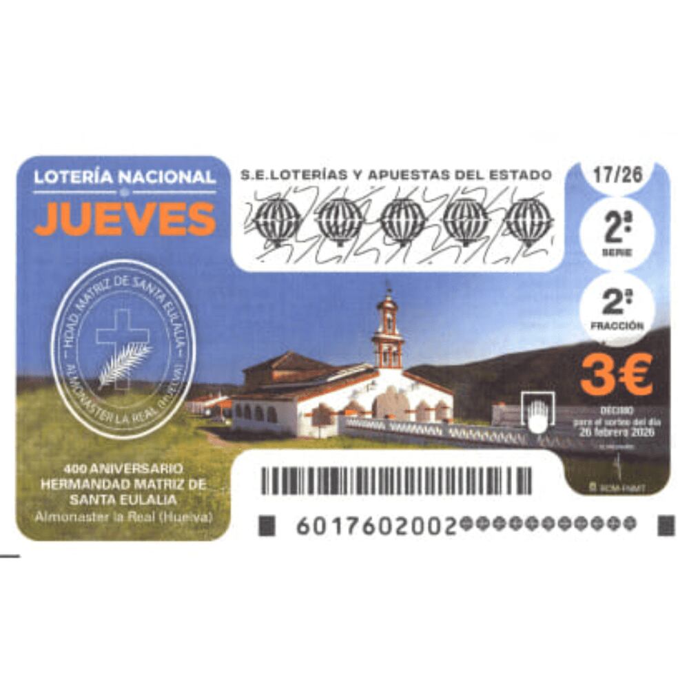 Este es el billete de la Lotería Nacional que jugará esta noche de jueves.