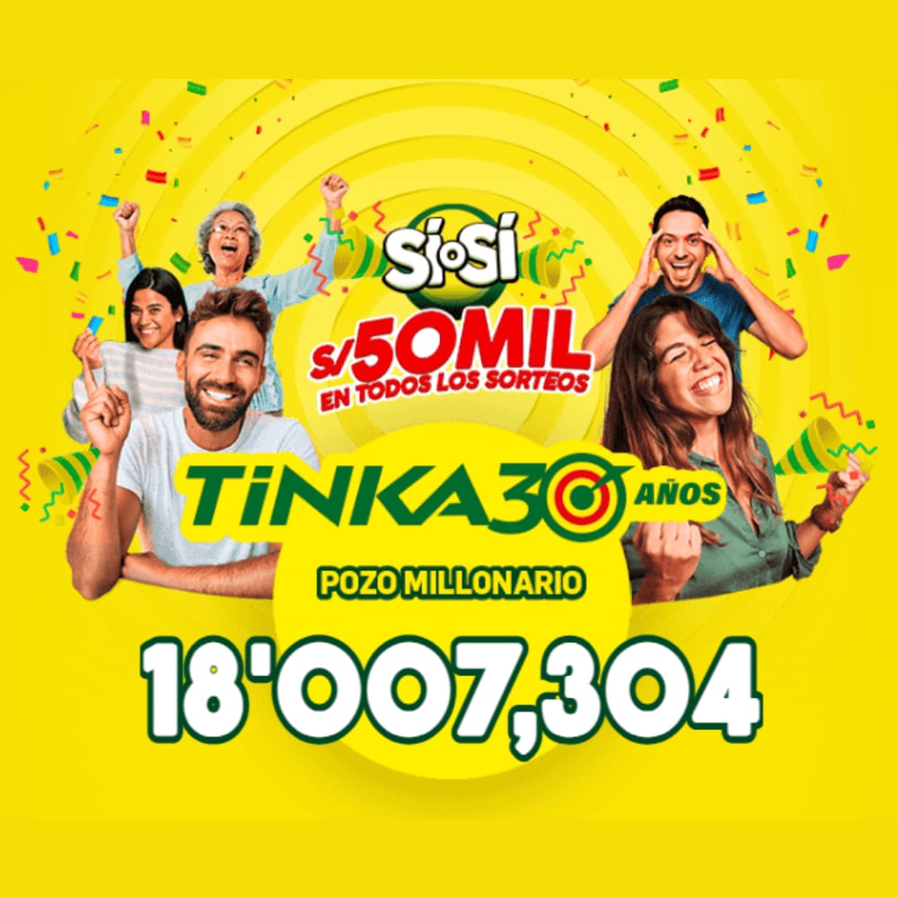 PARA EL PRÓXIMO SORTEO DE LA TINKA, A REALIZARSE EL MIÉRCOLES 7 DE MAYO EL ‘POZO MILLONARIO’ SERÁ DE: