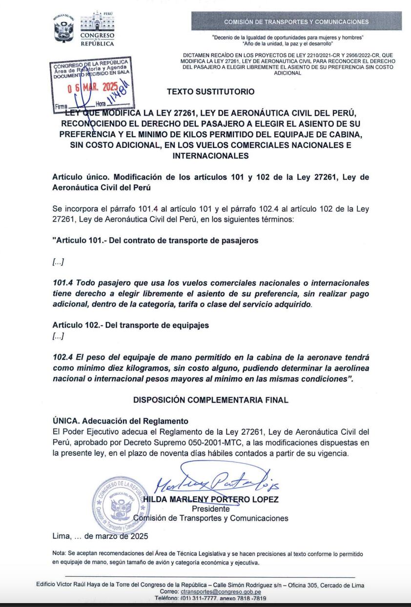 Iniciativa une los proyectos de ley de los congresistas María Acuña Peralta y Carlos Javier Zeballos Madariaga.