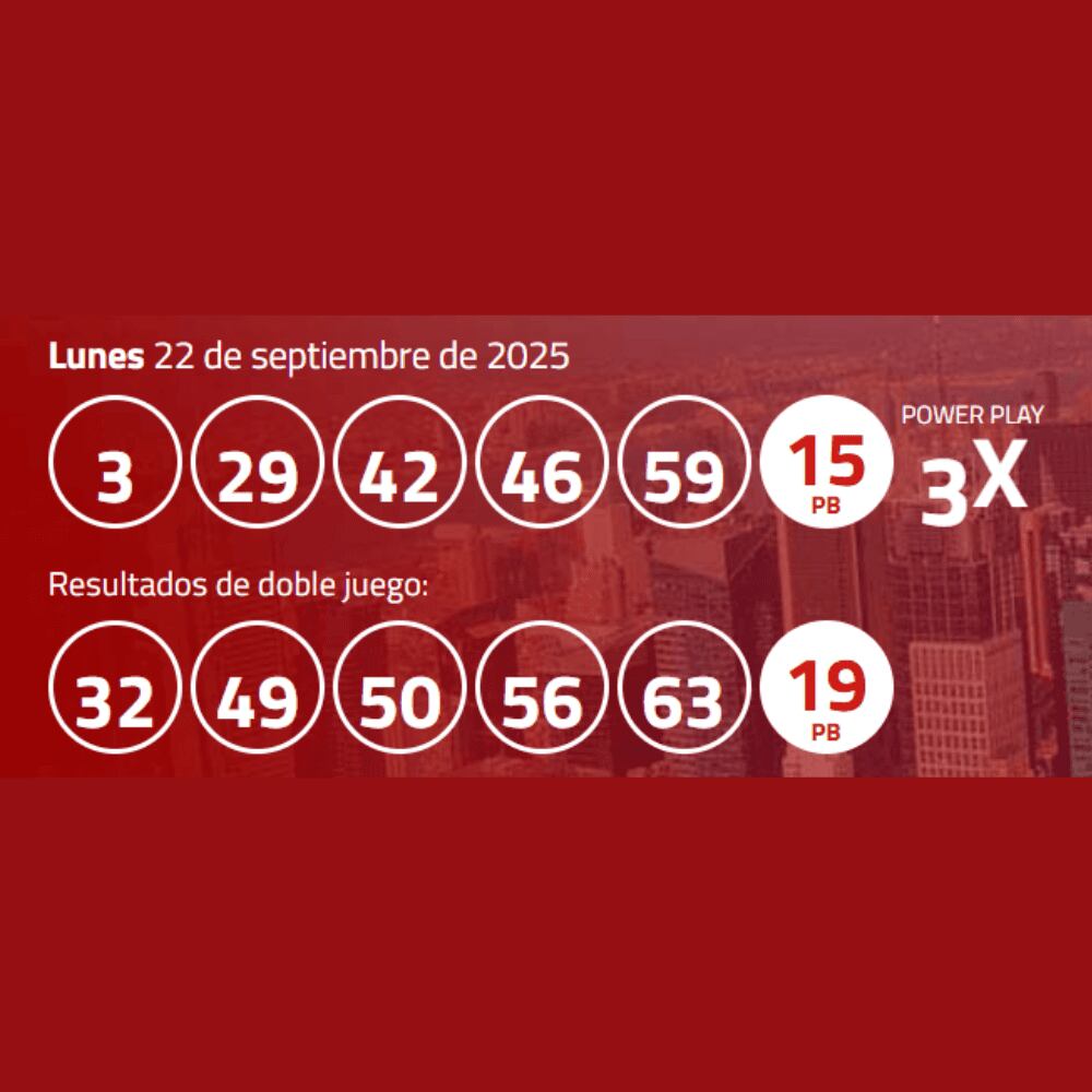 Revisa los números ganadores de Powerball, jugado el lunes 22 de septiembre.