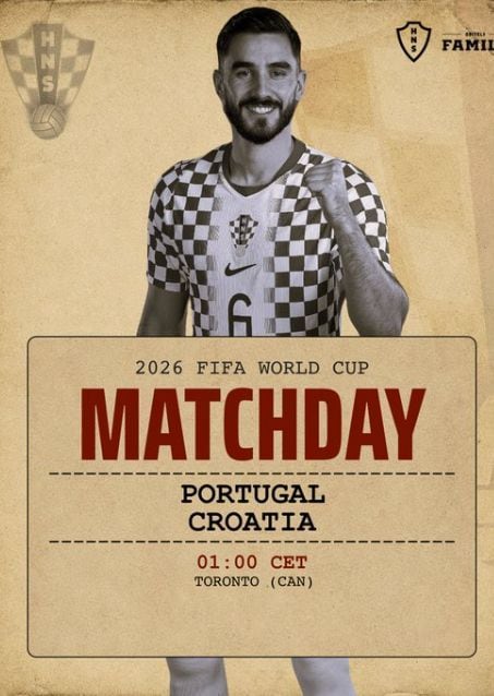 Con esta gráfica anuncia la escuadra croata el choque contra Portugal por el pase a octavos de final del Mundial