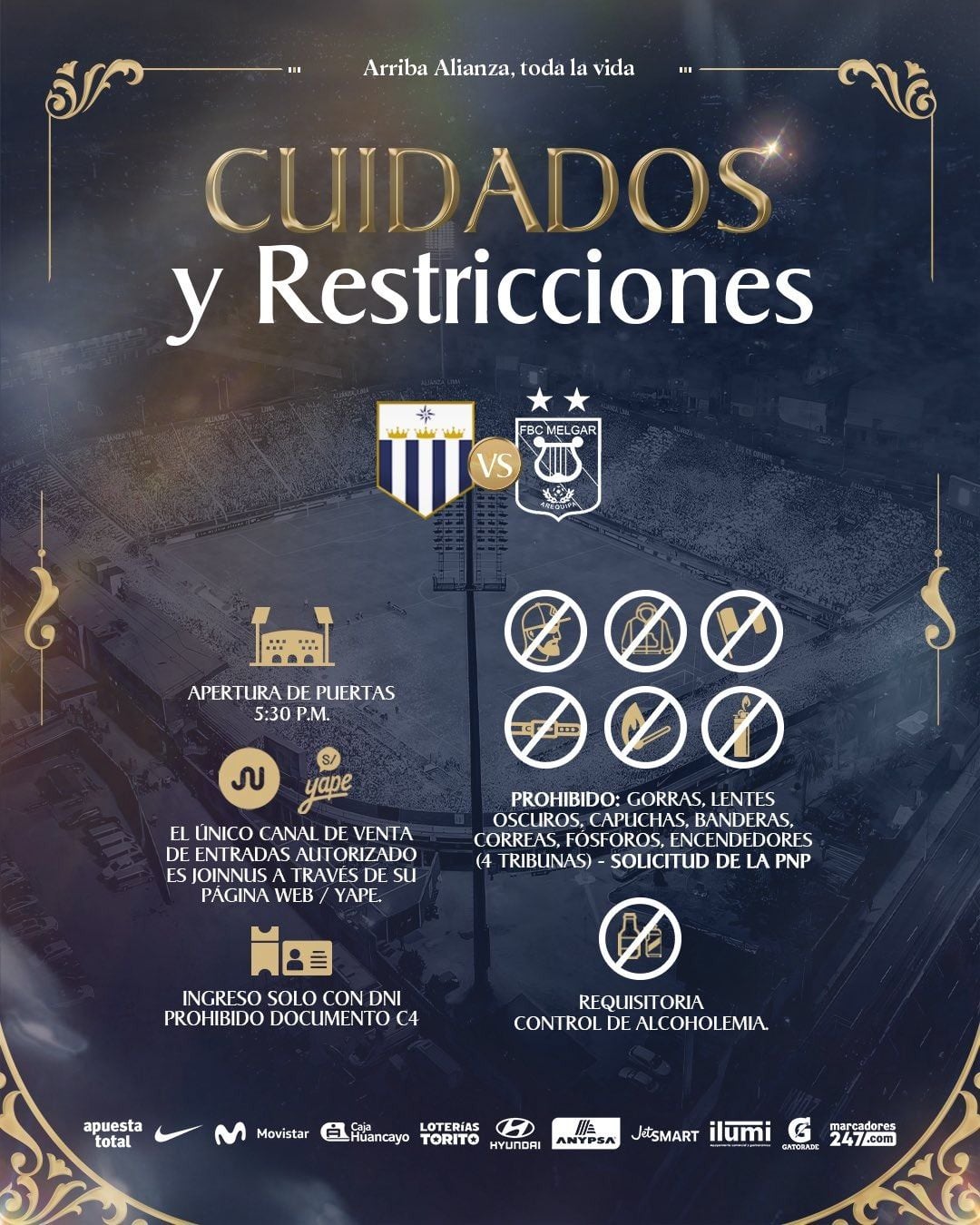 Recuerda seguir las recomendaciones antes de ir al estadio.