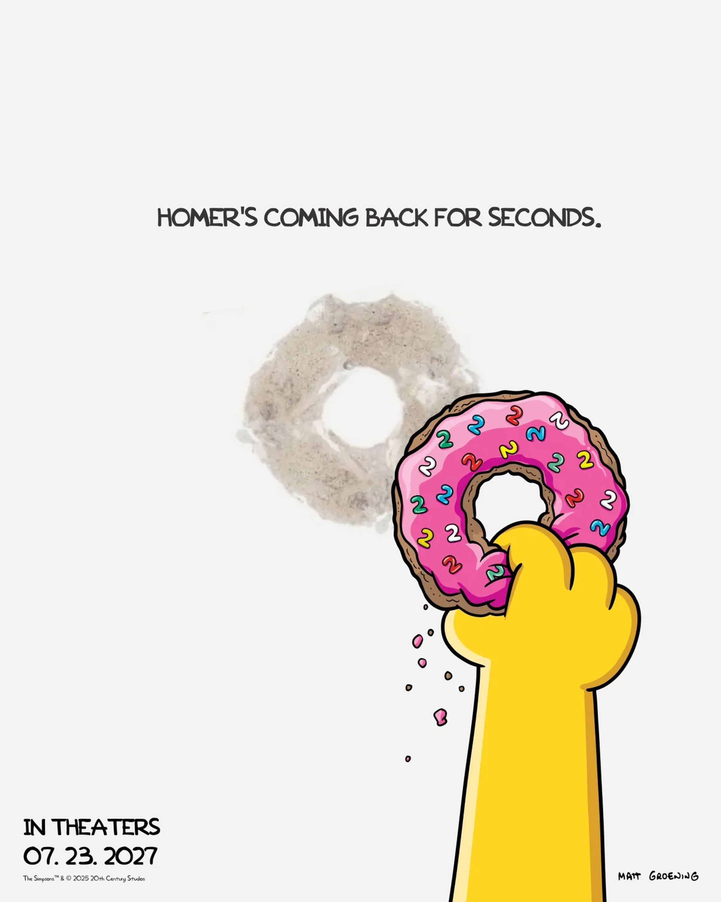 El primer póster de “los simpson - la película 2” muestra a Homero con una rosquilla haciendo alusión a la esperada secuela (Foto: 20th Century Studios)